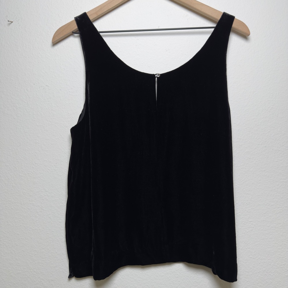 J. Crew Women Silk Velvet Tank Top M Black Whimsigoth Scoop Neck Sleeveless - Picture 4 of 8